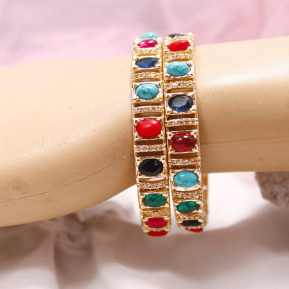 Navratan Zircon/AD Bangle Set of 2