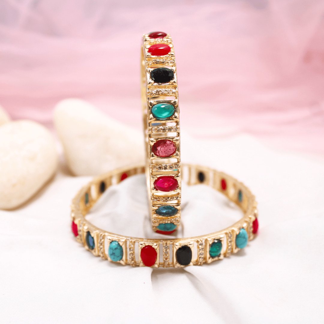 Navratan Zircon/AD Bangle Set of 2