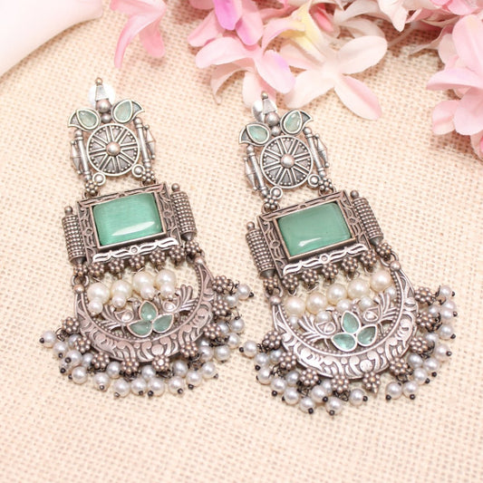 NEETI CHANDBALI JHUMKA - turquoise