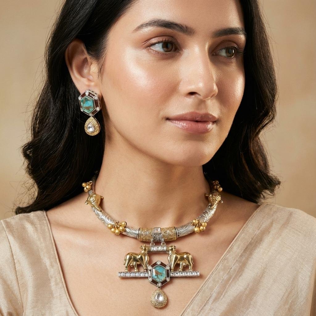 Oxen Motif Necklace Set
