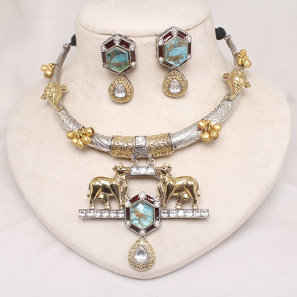 Oxen Motif Necklace Set