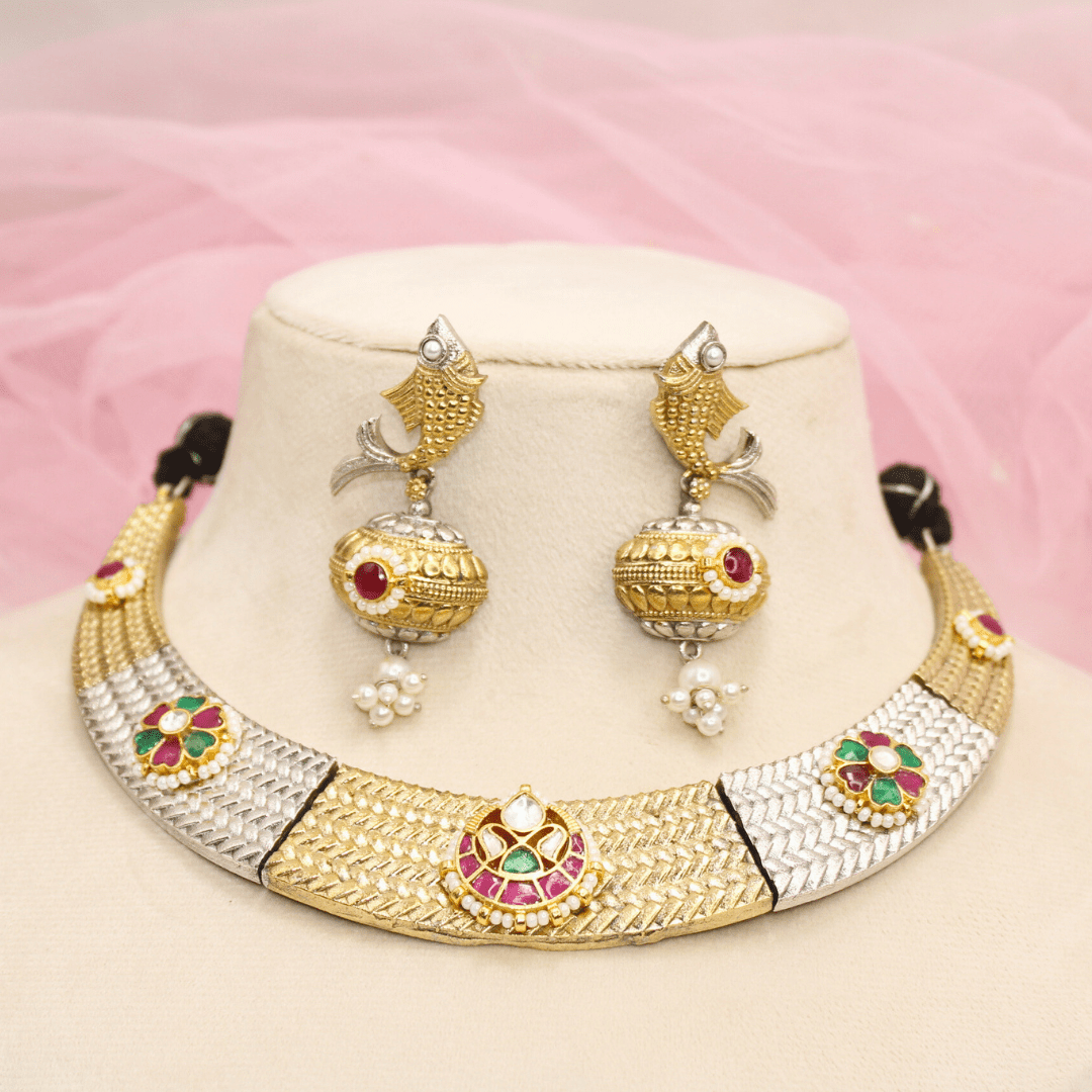 PAACHI KUNDAN DUAL - TONE NECKLACE