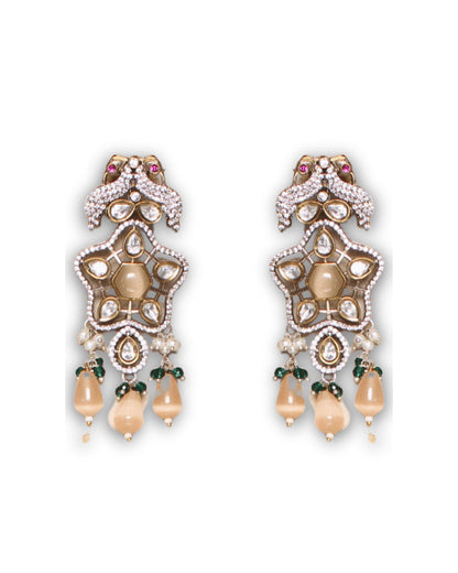 Peach Moissanite & American Diamond Necklace Set