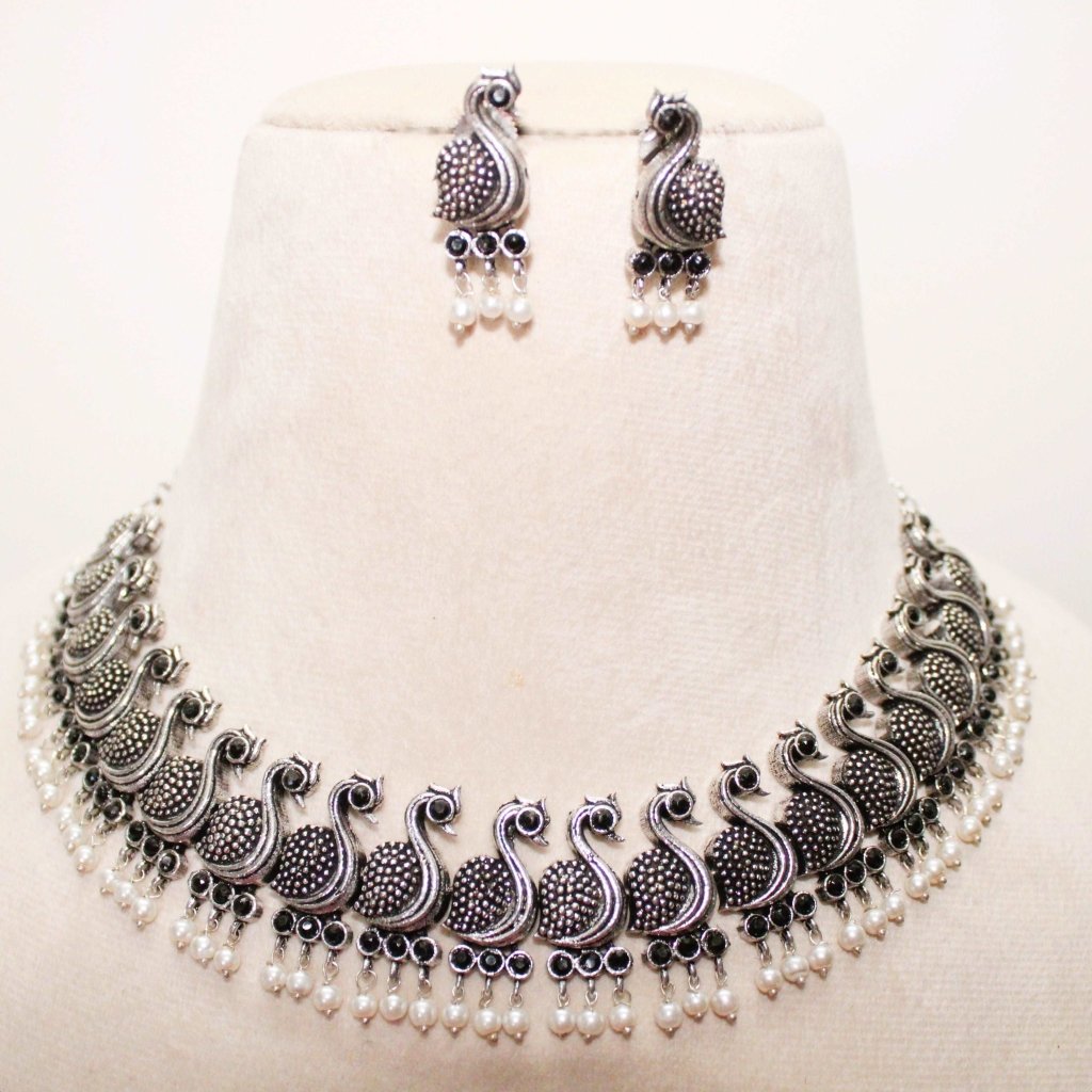 PEACOCK NECKLACE SET || MOR NECKLACE SET - BLACK COLOUR