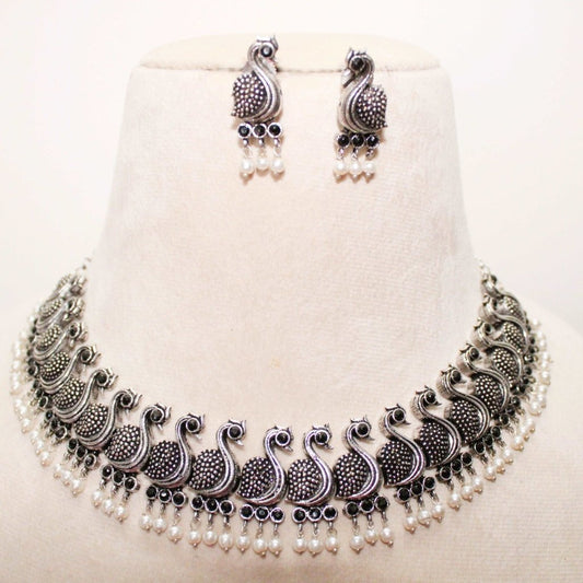 PEACOCK NECKLACE SET || MOR NECKLACE SET - BLACK COLOUR