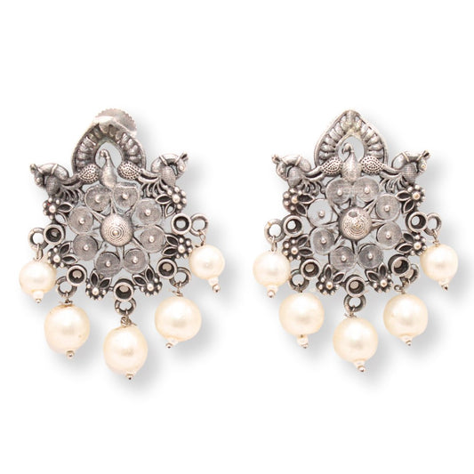 PEACOCK PEARL STUD - SILVER