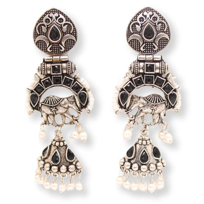 PEARL & BEADS ELEPHANT DANGLER-BLACK