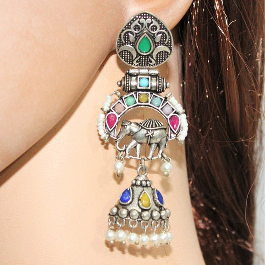 PEARL & BEADS ELEPHANT DANGLER - MULTICOLOUR