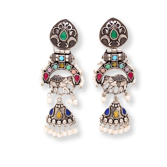 PEARL & BEADS ELEPHANT DANGLER - MULTICOLOUR
