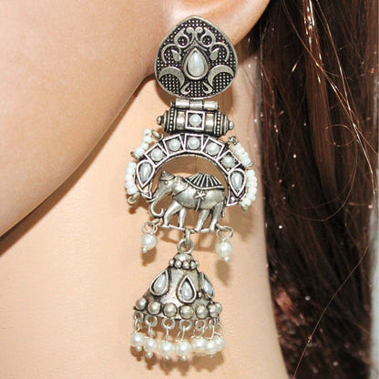 PEARL & BEADS ELEPHANT DANGLER-WHITE