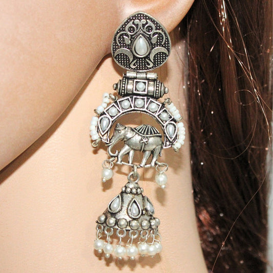 PEARL & BEADS ELEPHANT DANGLER - WHITE