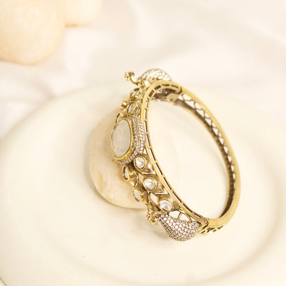 Pearl White Polki Elephant Motif Kada – product view 2