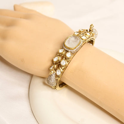 Pearl White Polki Elephant Motif Kada – product view 5