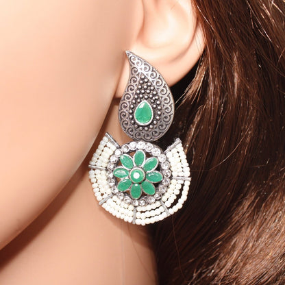 PEARL WITH KUNJ EARRING-GREEN