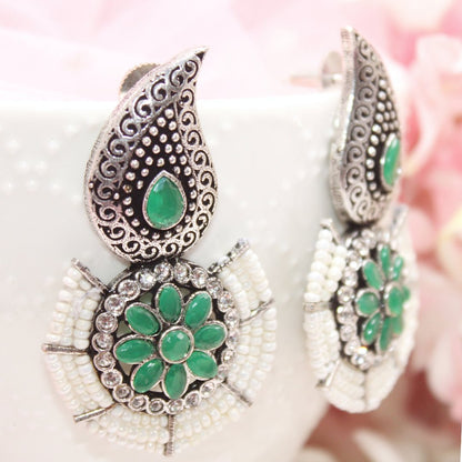 PEARL WITH KUNJ EARRING-GREEN