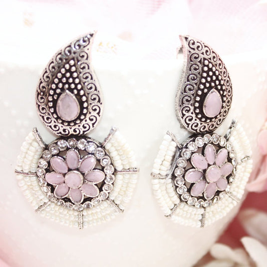 PEARL WITH KUNJ EARRING-PINK