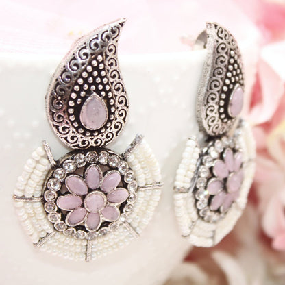 PEARL WITH KUNJ EARRING-PINK