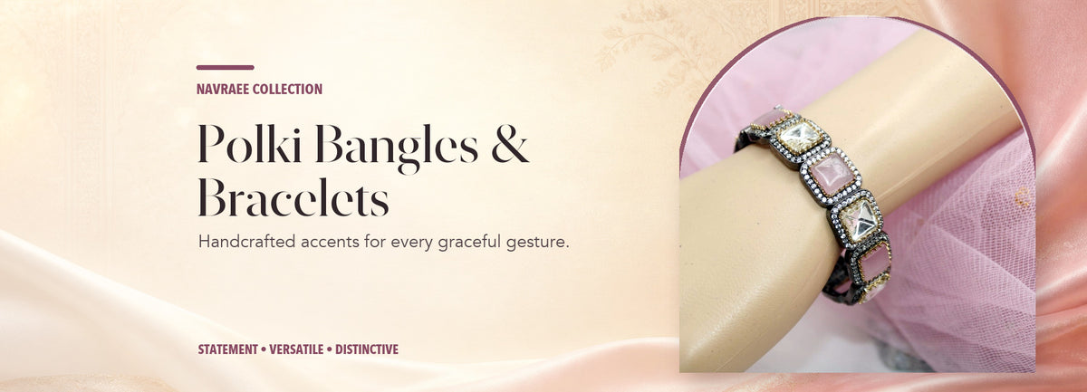 Polki Bangles & Bracelets collection header banner featuring Sabyasachi Inspired Kada-Polki Pink