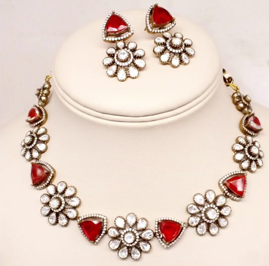 Multi-Color Floral Antique Necklace Set