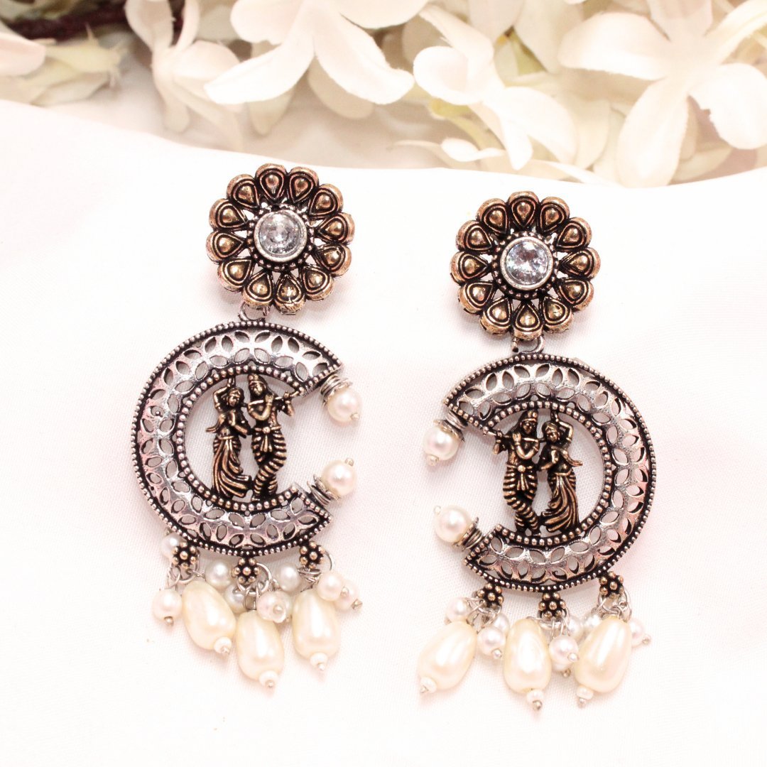 RADHA-KRISHAN DUAL-TONE PENDANT SET-LIGHT GREEN