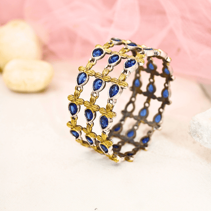 Rajputi Blue Stone Kada – Non - Openable Single Bang