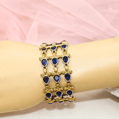 Rajputi Blue Stone Kada – Non - Openable Single Bang