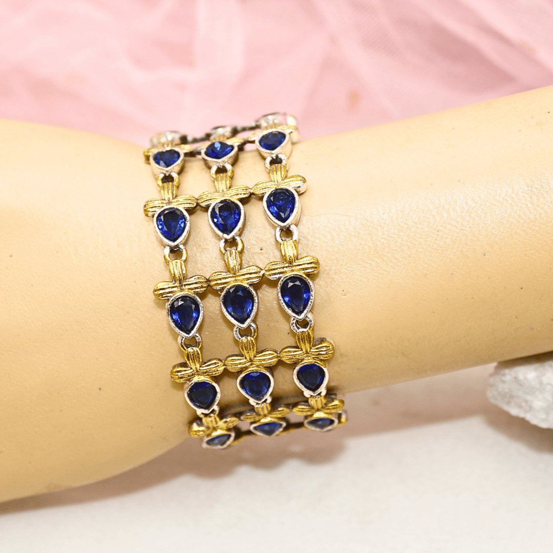 Rajputi Blue Stone Kada – Non-Openable Single Bangle