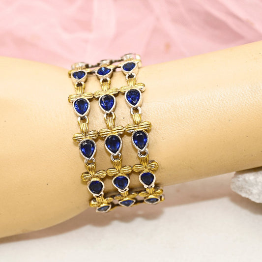 Rajputi Blue Stone Kada – Non-Openable Single Bangle