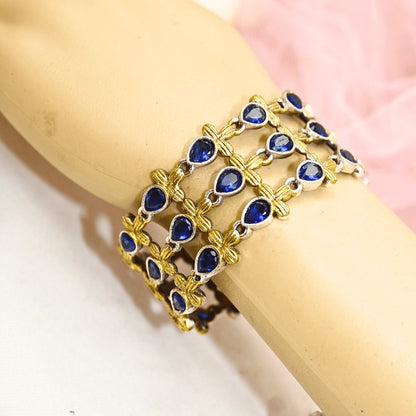Rajputi Blue Stone Kada – Non-Openable Single Bangle