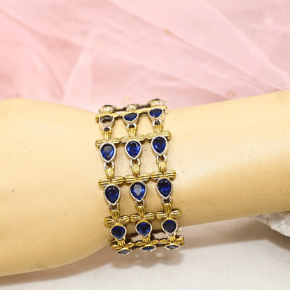 Rajputi Blue Stone Kada – Non-Openable Single Bangle