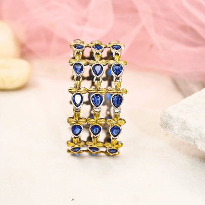 Rajputi Blue Stone Kada – Non-Openable Single Bangle