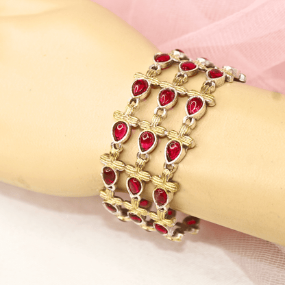 Rajputi Ruby Red Kada – Elegant Non - Openable Single Bang