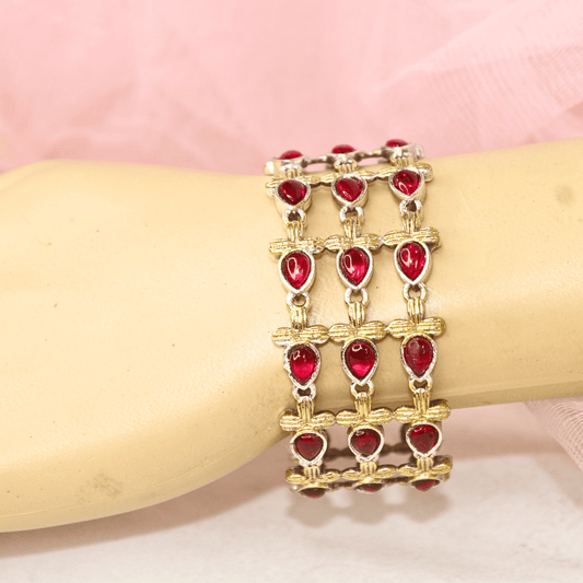 Rajputi Ruby Red Kada – Elegant Non - Openable Single Bang