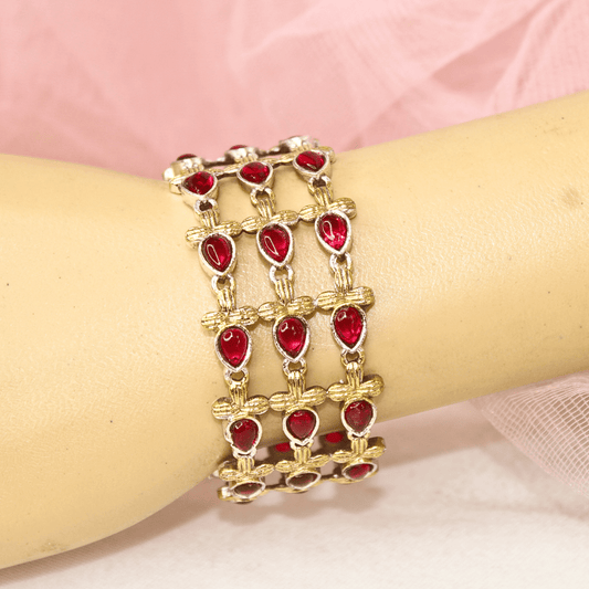 Rajputi Ruby Red Kada – Elegant Non - Openable Single Bang