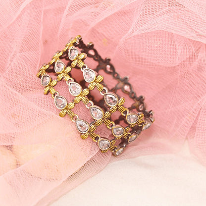 Rajputi White Stone Kada – Non-Openable Single Bang