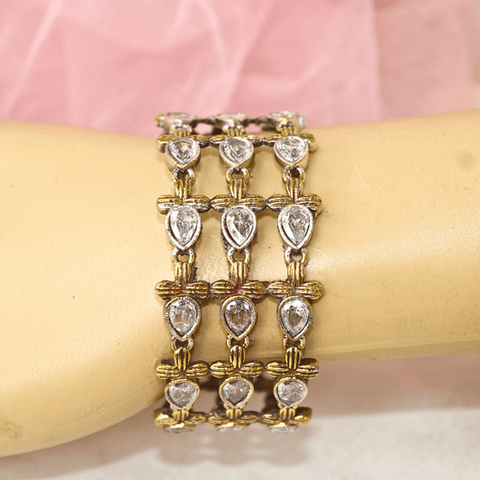 Rajputi White Stone Kada – Non - Openable Single Bang