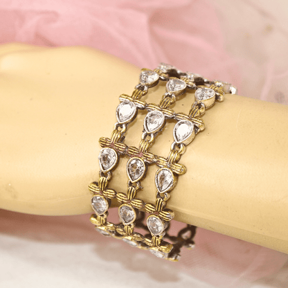 Rajputi White Stone Kada – Non - Openable Single Bang