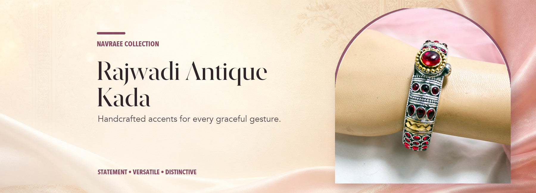 Rajwadi Antique Kada collection header banner featuring Rajwadi Kada – Vintage Heritage Kada With Traditional Red Stone