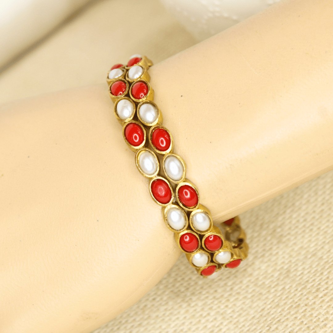RAJWADI CORAL PEARL (MOONGA MOTI) BANGLE -SET OF 2