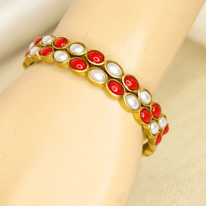 RAJWADI CORAL PEARL (MOONGA MOTI) BANGLE -SET OF 2