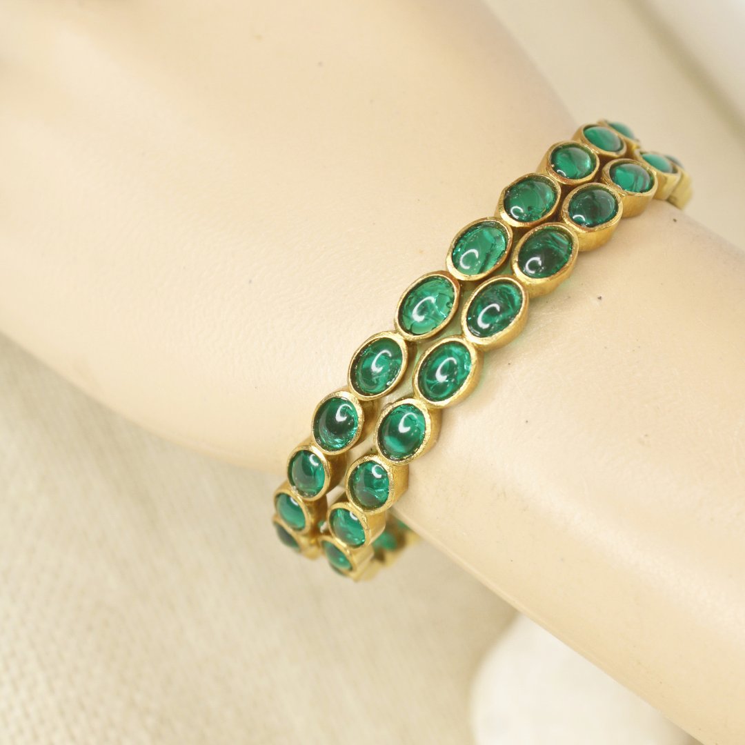 RAJWADI EMERALD (GREEN) BANGLE -SET OF 2