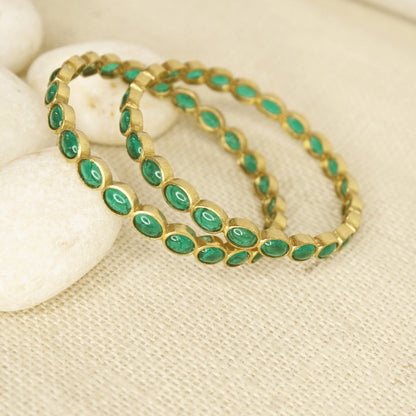 RAJWADI EMERALD (GREEN) BANGLE -SET OF 2