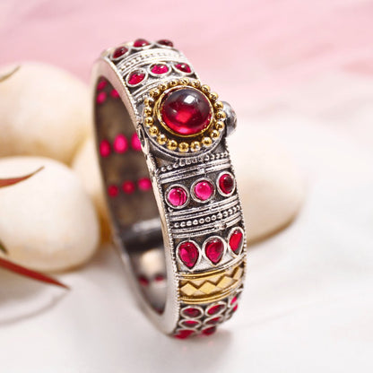 Rajwadi Kada – Vintage Heritage Kada with Traditional Red Stone