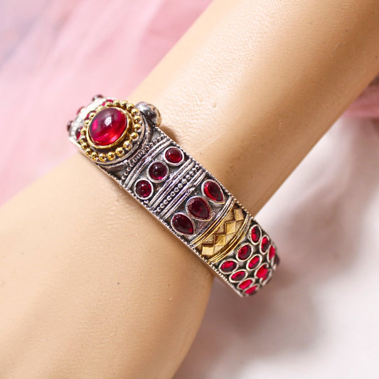 Rajwadi Kada – Vintage Heritage Kada with Traditional Red Stone