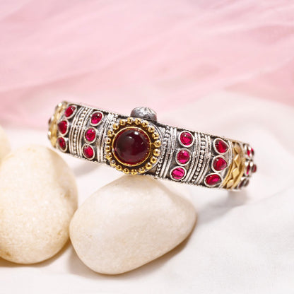 Rajwadi Kada – Vintage Heritage Kada with Traditional Red Stone