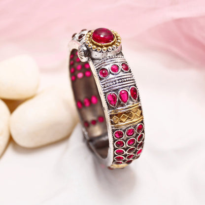 Rajwadi Kada – Vintage Heritage Kada with Traditional Red Stone