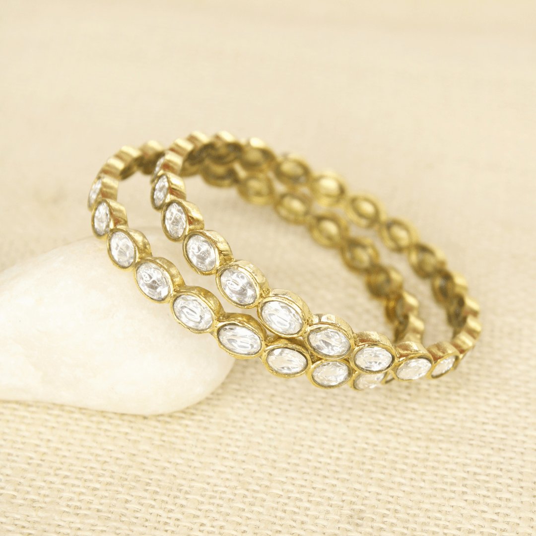 RAJWADI KUNDAN (TRANSPARENT) BANGLE -SET OF 2