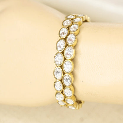 RAJWADI KUNDAN (TRANSPARENT) BANGLE -SET OF 2