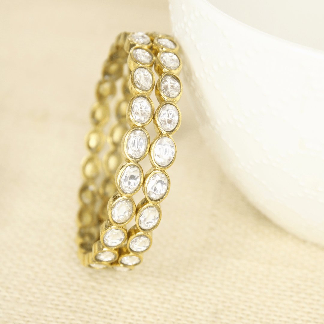 RAJWADI KUNDAN (TRANSPARENT) BANGLE -SET OF 2