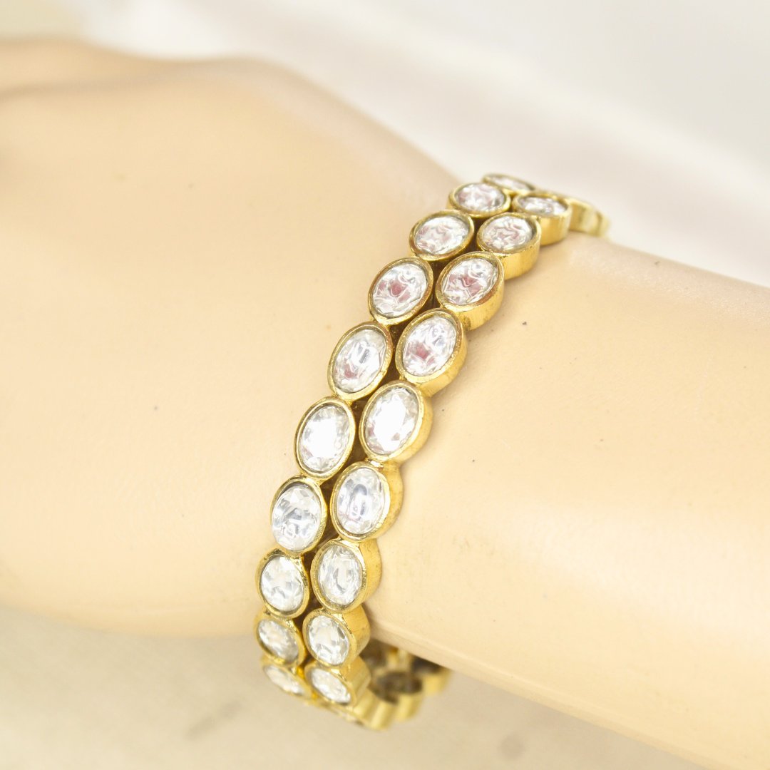 RAJWADI KUNDAN (TRANSPARENT) BANGLE -SET OF 2